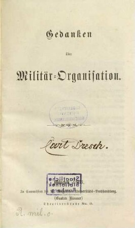 Gedanken über Militär-Organisation