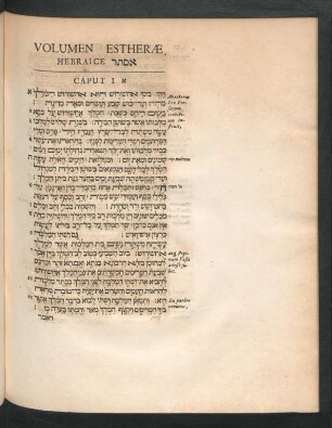 Volumen Estherae, Hebraice [...] Caput 1. - 10.