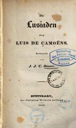 Die Lusiaden des Luis de Camoëns