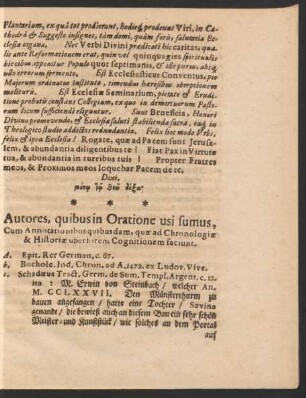Autores, quibus in Oratione usi sumus ...
