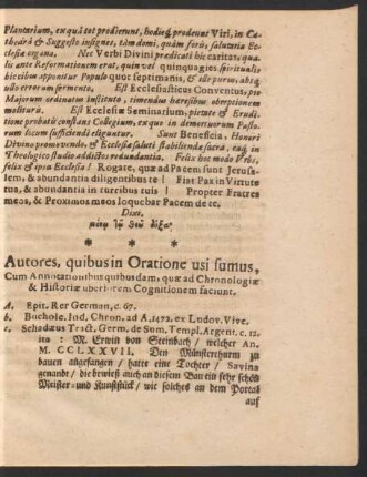 Autores, quibus in Oratione usi sumus ...