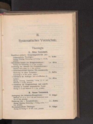 II. Systematisches Verzeichnis.