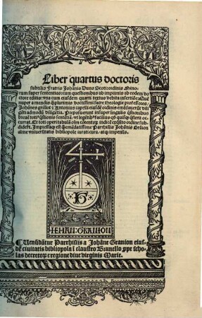 ... Liber ... super sententias, 4
