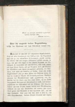 Über die ungleich tiefere Begründung, welche der Theismus vor dem Atheismus voraus hat.