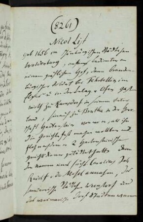 8261-8293, Nicol List, geb. 1656...