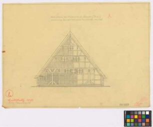 Insel Stade ([Landkreis Stade]), ehemals Huttfleth ([Landkreis Jork]): Museumshaus. Haupthaus (Giebel-Ansicht)