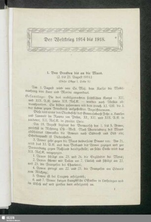 Der Weltkrieg 1914 bis 1918