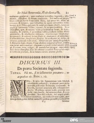 Discursus III. De prava Societate fugienda