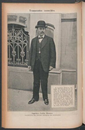 Ingeniero Carlos Wauters, presidente del Centro Nacional de Ingenieros - [Retrato] : Transeúntes conocidos