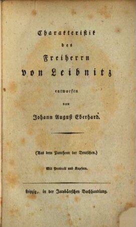 Charakteristik des Freiherrn von Leibnitz