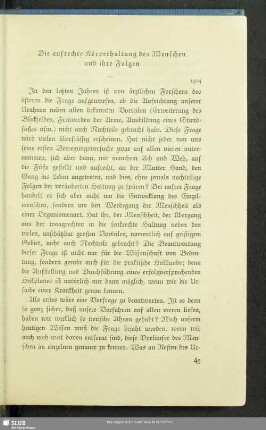 Die aufrechte Körperhaltung des Menschen und ihre Folgen