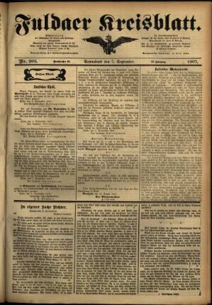 Erste Ausgabe vom Samstag, den 07. September 1907.