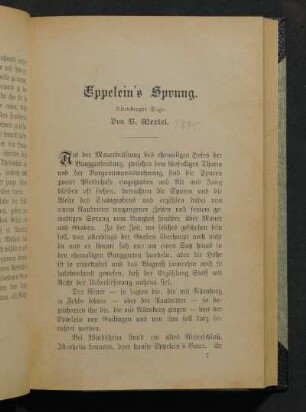 Eppelein's Sprung. Nürnberger Sage. Von B. Merkel.