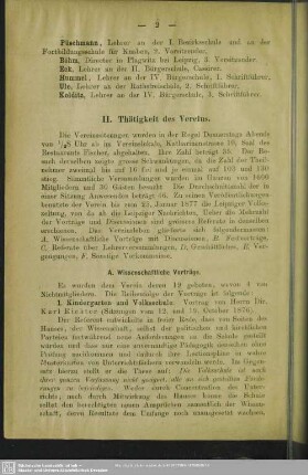 II. Thätigkeit des Vereins