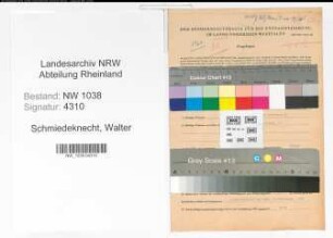 Entnazifizierung Walter Schmiedeknecht , geb. 07.03.1901 (Kraftfahrer)