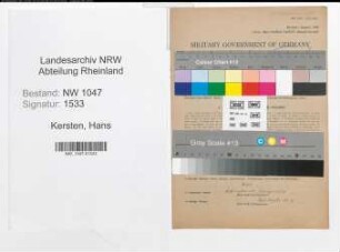 Entnazifizierung Hans Kersten , geb. 16.07.1903 (Kaufmann)