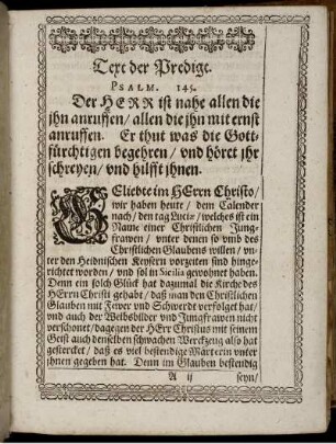 Text der Predigt. Psalm. 145.