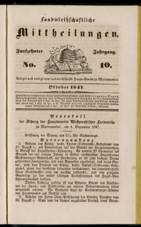 Funfzehnter Jahrgang. No. 10.