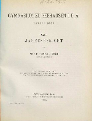 Jahresbericht. 1893/94