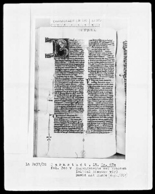 Biblia sacra — Initiale B (eatus vir). David mit Harfe, Folio 200recto a