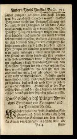 Die Geschichte des Prinzen Antiochus Epiphanes von Comagene/ und der Prinzeßin Helena