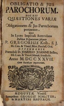 Obligatio et ius parochorum