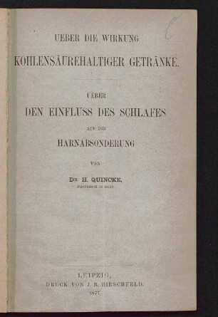 Ueber die Wirkung kohlensäurehaltiger Getränke