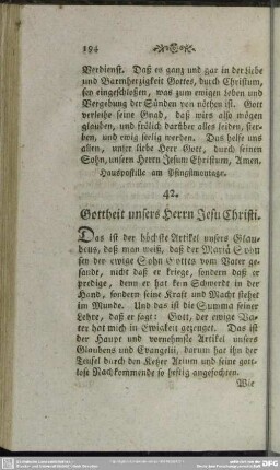 42. Gottheit unsers Herrn Jesu Christi
