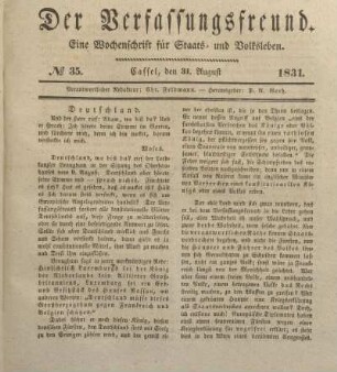 № 35. Cassel, den 31. August. 1831.
