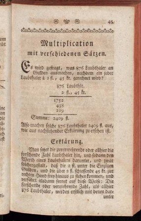 Multiplication mit verschiedenen Sätzen.