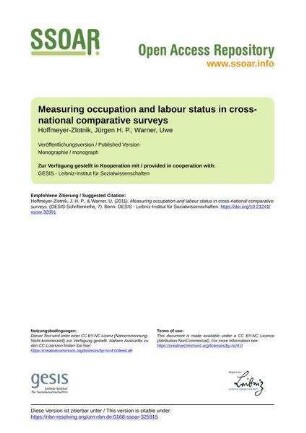 Measuring occupation and labour status in cross-national comparative surveys