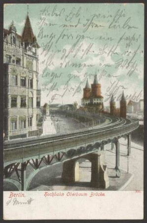 Ansichtskarte Hochbahn, Oberbaumbrücke, koloriert [2/2]