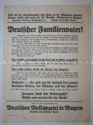 Wahlaufruf der Deutschen Volkspartei Bayern zur Nationalversammlung