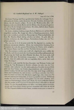 Gottlieb Hufeland an August Wilhelm von Schlegel, Dresden, 05.07.1798