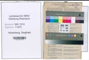Entnazifizierung Siegfried Hohenberg , geb. 04.05.1892 (Kriminalbeamter)