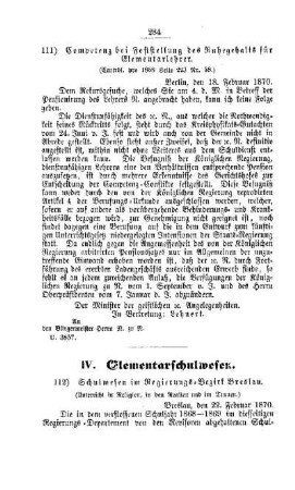 Schulwesen im Regierungs-Bezirk Breslau : [IV. Elementarschulwesen]