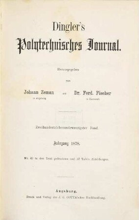 Dingler's polytechnisches Journal. 227, 227. 1878