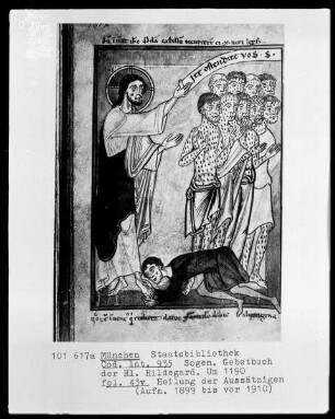Sogenanntes Gebetbuch der heiligen Hildegard — Heilung der Aussätzigen, Folio 43verso