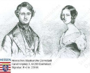 Friedrich Wilhelm Prinz v. Hessen-Kassel (1820-1884) / Porträt mit Ehefrau Anastasia geb. Großfürstin v. Russland (1825-1844), Brustbilder