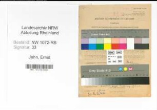 Entnazifizierung Ernst Jahn , geb. 27.01.1893 (Zollbeamter)
