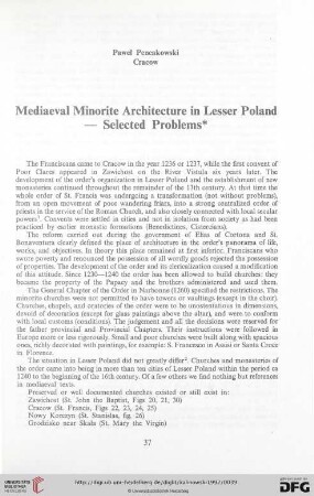 Mediaeval Minorite Architecture in Lesser Poland - Selected Problems