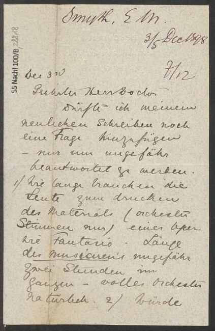Brief an B. Schott's Söhne : 03.12.1898