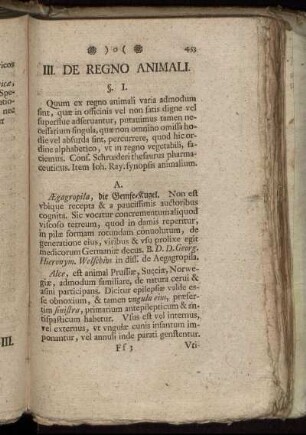 III. De Regno Animali