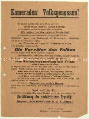 Aufruf von Marine-Angehörigen zum Kampf für das Rätessystem