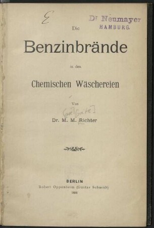Die Benzinbrände in den chemischen Wäschereien