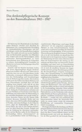 Das denkmalpflegerische Konzept zu den Baumaßnahmen 1983-1987