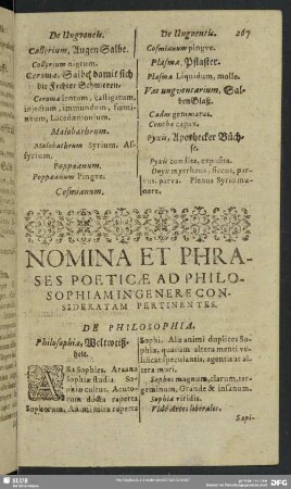 Nomina Et Phrases Poeticae Ad Philosophiam In Genere Consideratam Pertinentes