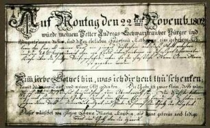 Taufbrief Haardt bei Neustadt 1802