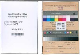 Entnazifizierung Erich Klein , geb. 09.07.1910 (Wirtschaftspruefer)