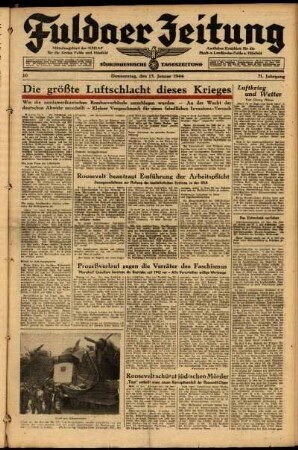 Ausgabe vom Donnerstag, den 13. Januar 1944.